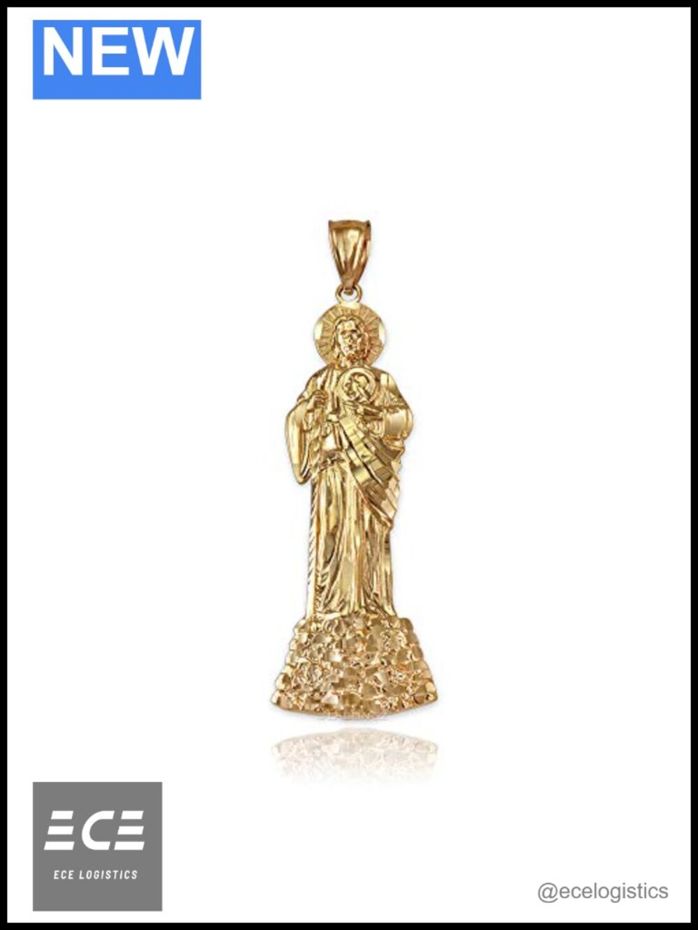 10K Yellow Gold St. Jude Pendant Necklace Charm Religious